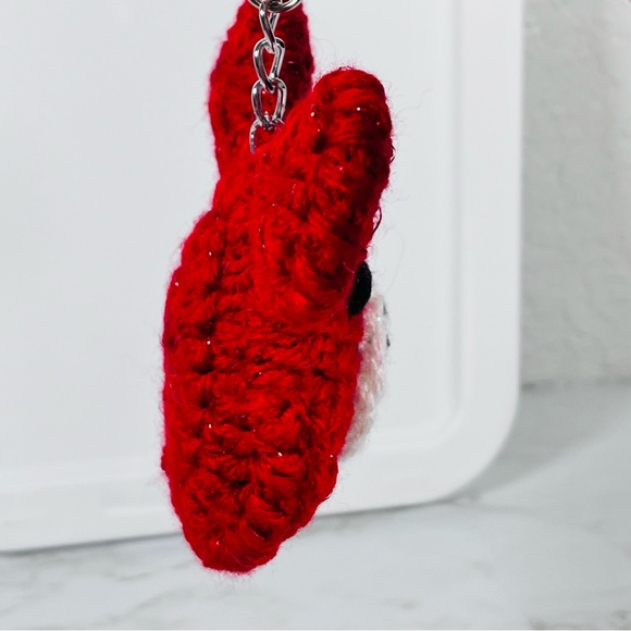 Red Sparkle Bear Crochet Bag Charm - Picture 3 of 6